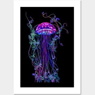 Jellyfish sea leaves Posters and Art